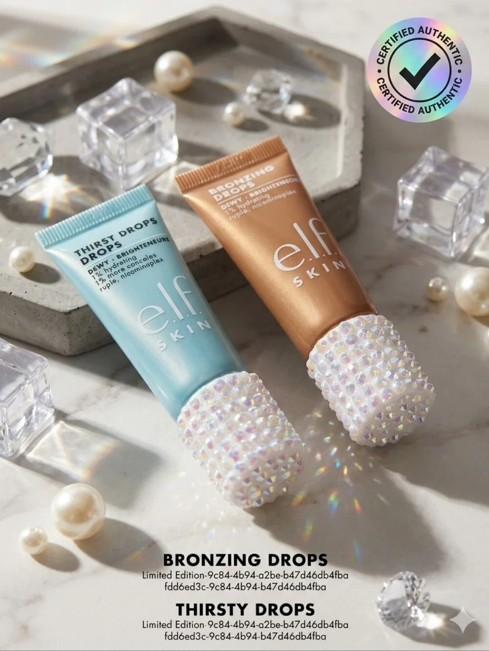 e.l.f. SKIN Duo: Bronzing Drops & Thirst Burst - CUSTOM Bling Caps!